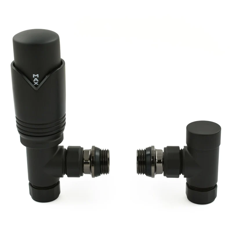 Realm Thermostatic Radiator Valve Angled - Satin black