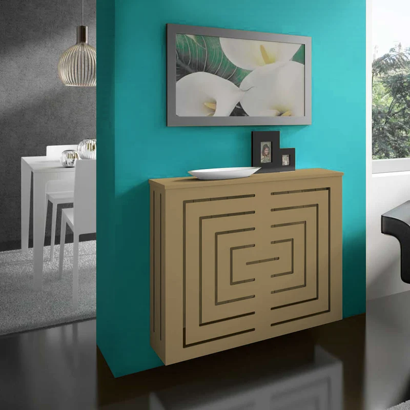 Modern Floating Radiator Heater Cover GEOMETRIC REFLEXION Cabinet Design in GOLD Finish RCGE244GD