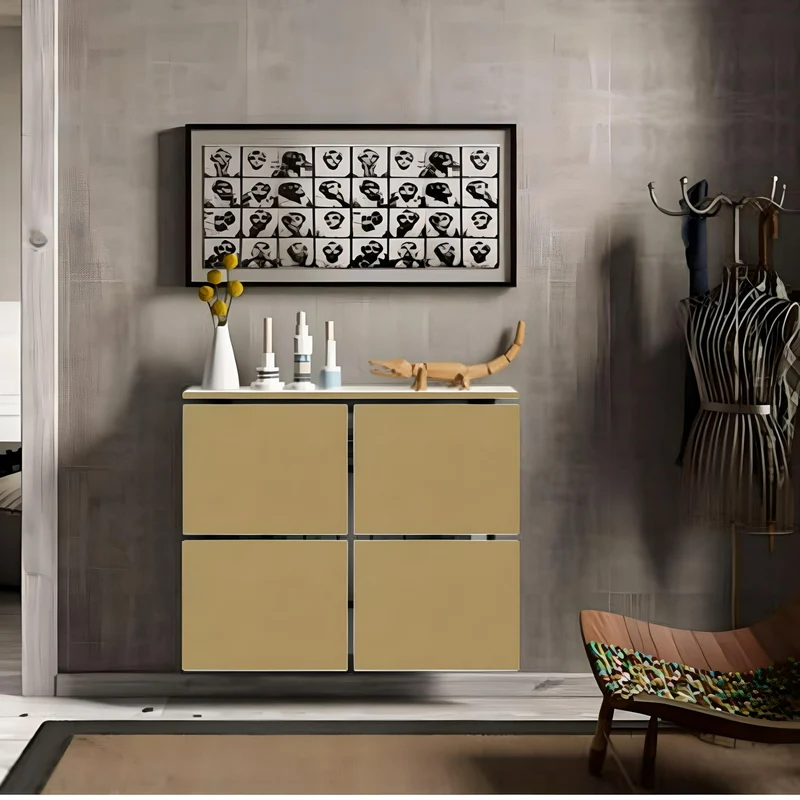 Modern Floating Radiator Heater Cover MINIMAL SQUARES Cabinet Design in GOLD Finish Ref RCMN250GD