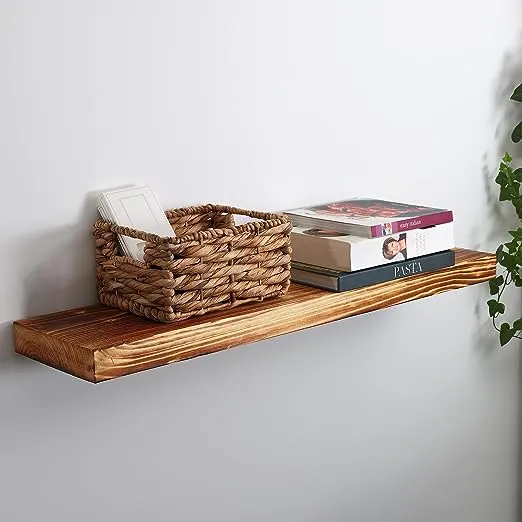Floating Shelves Scandinavian spruce, wall mounted hanging, invisible brackets (included). 60cm to 100cm wide options