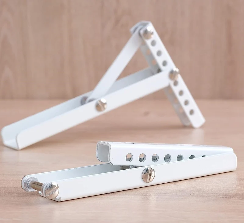Heavy Duty Radiator Shelf Bracket Drill Free Installation White Metal Height Adjustable Fitting Pk 2