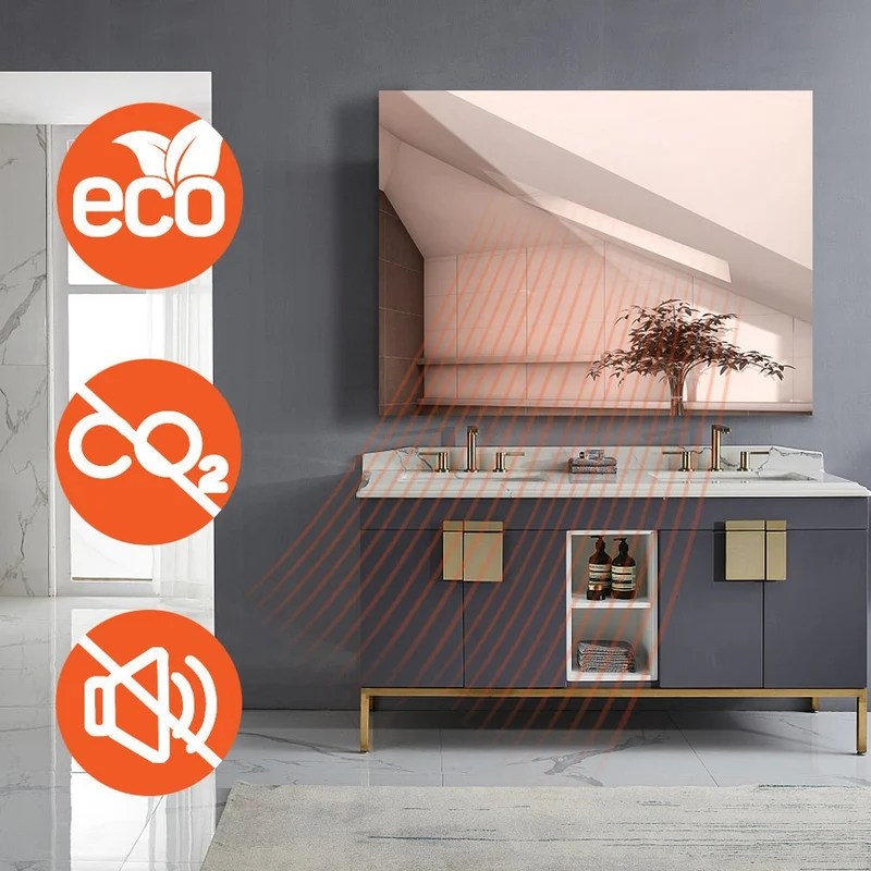 Infrarood Paneel Palermo Spiegel - Wandmontage- 60 x 100 cm - 580 Watt