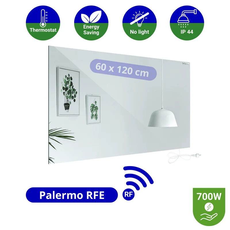 Infrarood Spiegel Palermo RFE - Draadloze thermostaat - 60 x 120 cm - 700 Watt