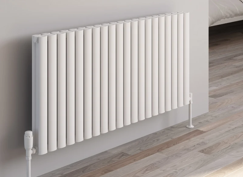 Neval Horizontal Double Aluminium Radiator - 600mm Tall - White