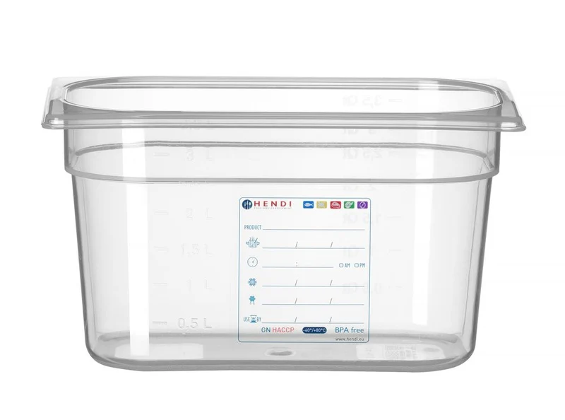 HACCP Voorraaddoos | HENDI | GN 1/4 | 4L | Transparant | 265x162x(H)150mm