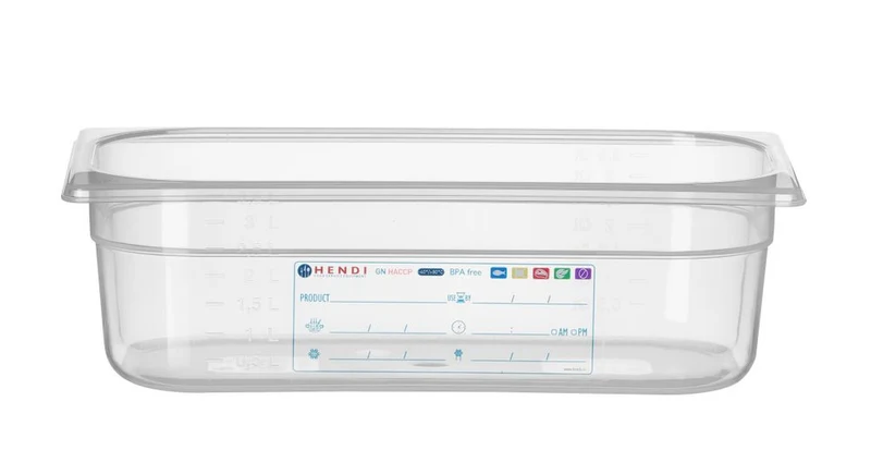 HACCP Voorraaddoos | HENDI | GN 1/3 | 4L | Transparant | 325x176x(H)100mm