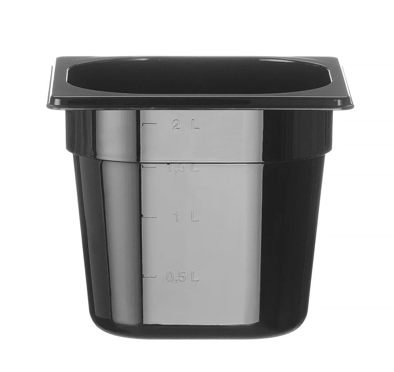 Gastronormbak Polycarbonaat | HENDI | Profi Line | GN 1/6 | 2,4L | Zwart | 176x162x(H)150mm