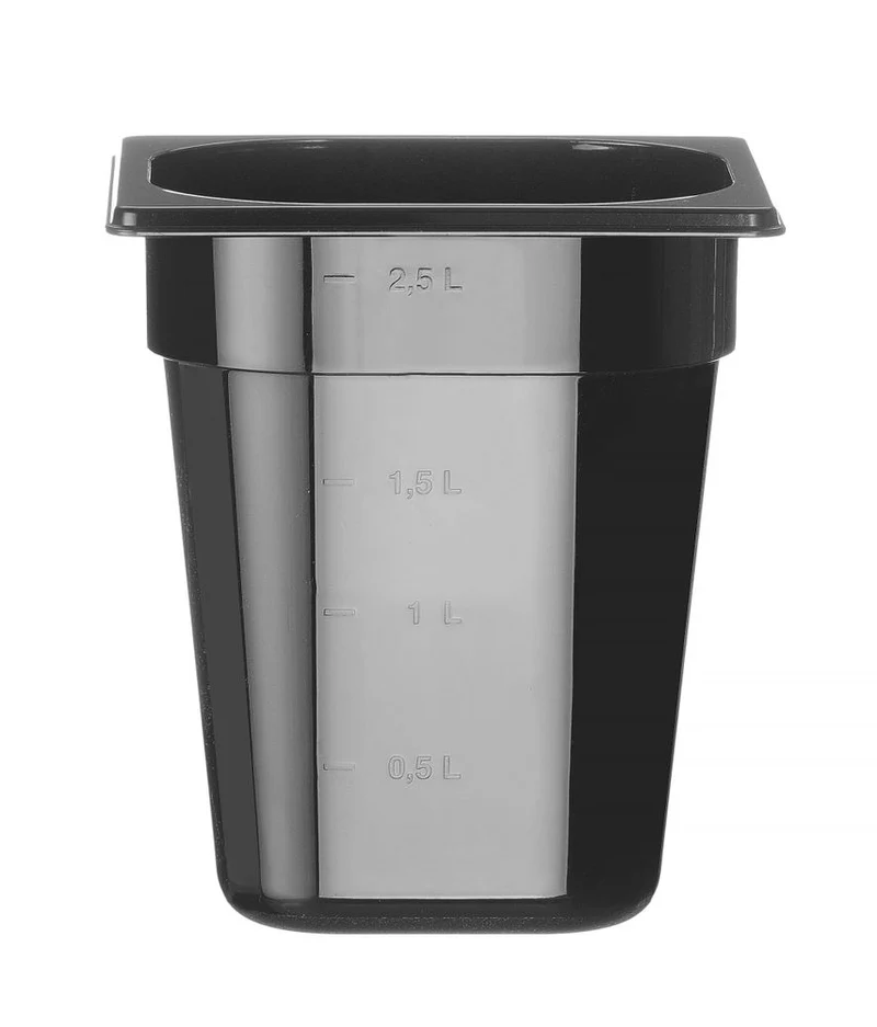 Gastronormbak Polycarbonaat | HENDI | Profi Line | GN 1/6 | 3,4L | Zwart | 176x162x(H)200mm