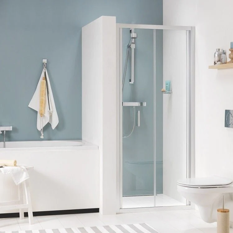 Sealskin Compact Vouwdeur in nis, 900 mm, 6 mm helder veiligheidsglas