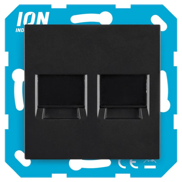 ION Industries inbouw stopcontactdoos TV/CAT6 2-voudig zwart