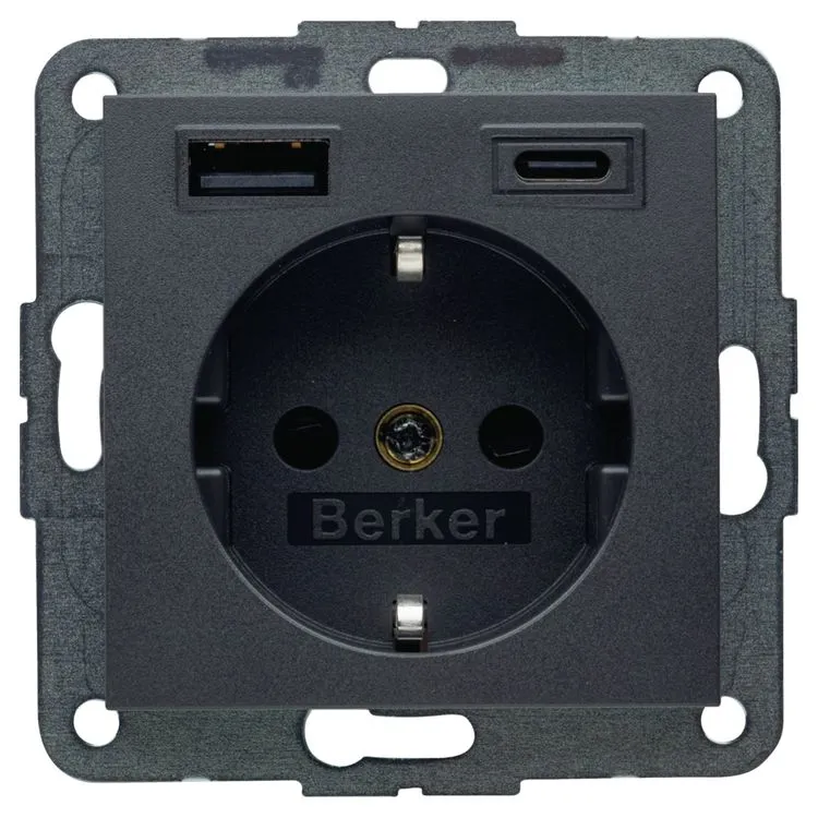 Berker inbouw stopcontactdoos met USB A/C 1-voudig