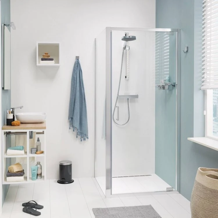 Sealskin Compact Draaideur met zijwand, 900x900 mm, zilver hoogglans, 6 mm helder veiligheidsglas