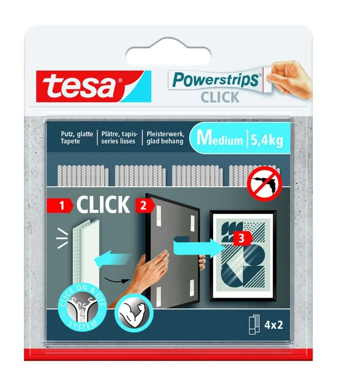 Tesa Powerstrips Click M wit 8st