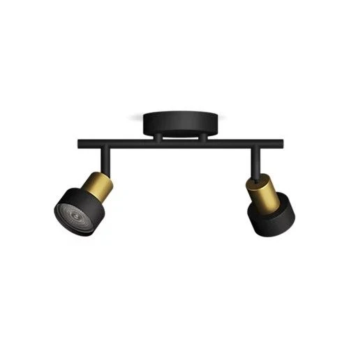 Philips opbouwspot Conduit zwart, messing 2-lichts