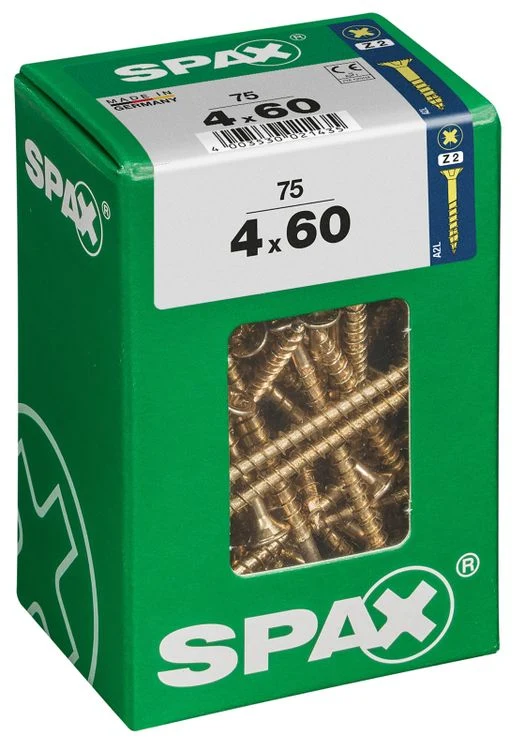Spax schroef pozidrive verzinkt 4x60mm 75st
