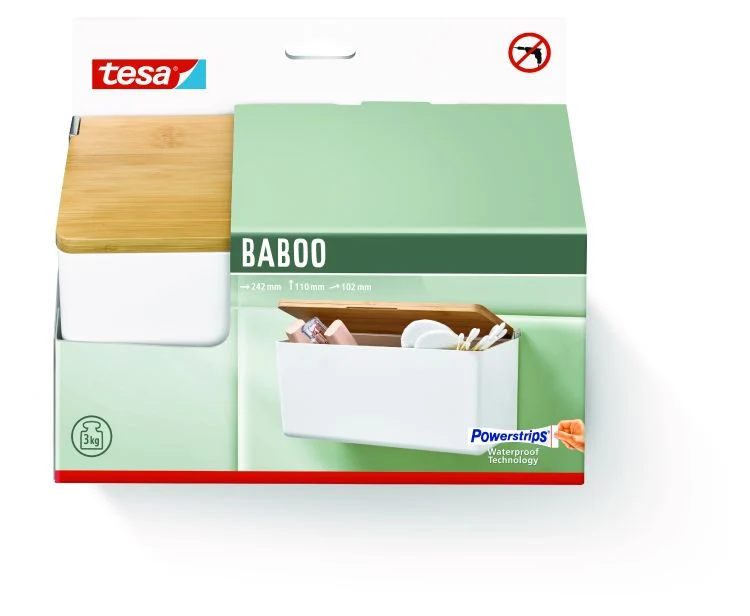 Tesa Baboo opbergbox rechthoek kunststof dubbel wit