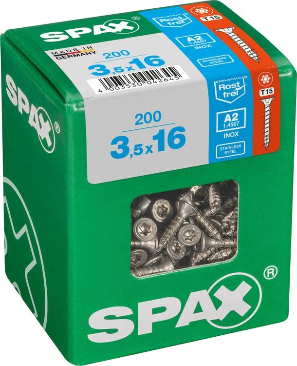Spax A2 schroef T-star plus verzonken kop 3,5x16mm 200st