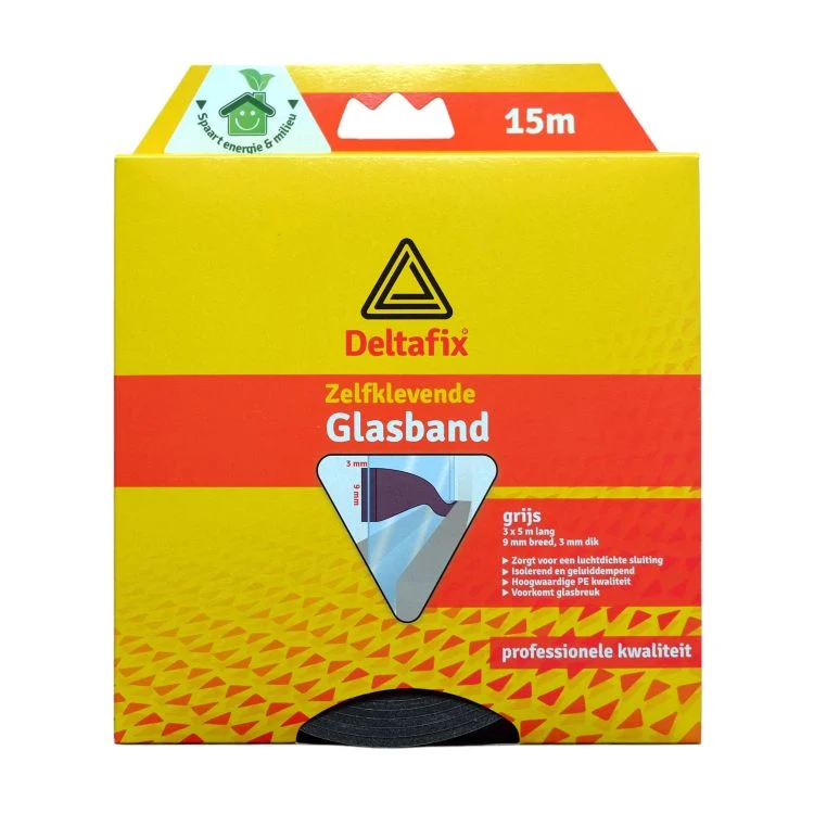 Deltafix glasband I-profiel polyester grijs 9x3mm 15m