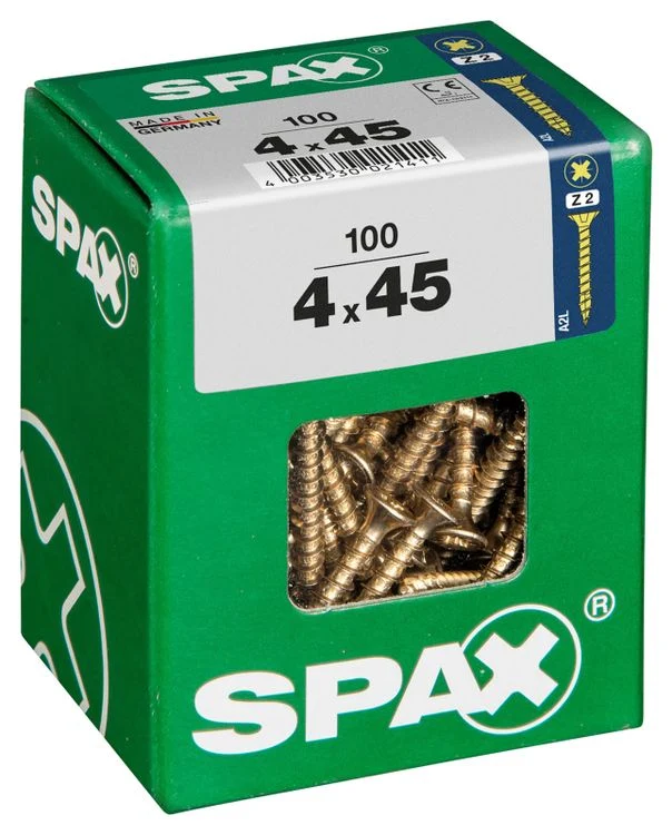 Spax schroef pozidrive verzinkt 4x45mm 100st