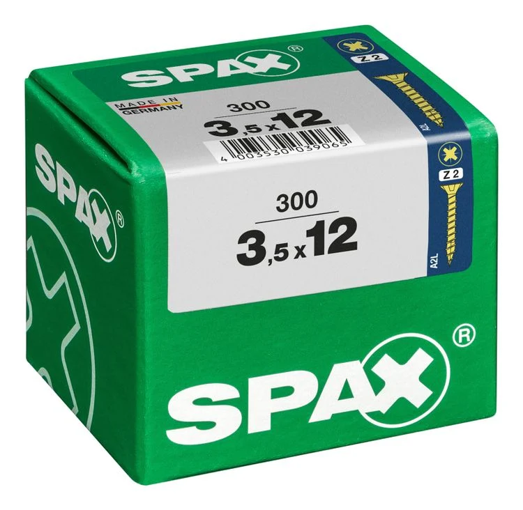 Spax schroef pozidrive verzinkt 3,5x12mm 300st