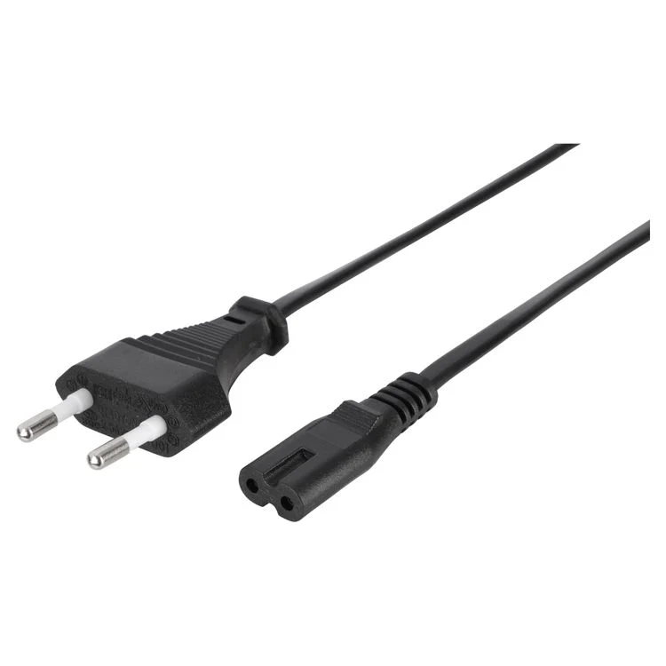 Q-Link voedingskabel plat Euro C7 zwart