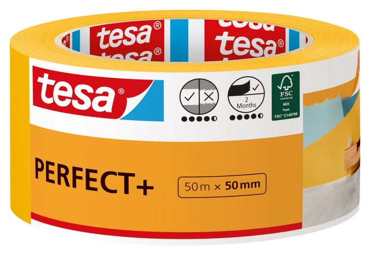 Tesa Perfect+ afplaktape oranje 50mm 50m