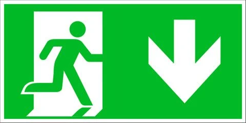 Pickup pictogram nooduitgang omlaag zelfklevend 200x100mm