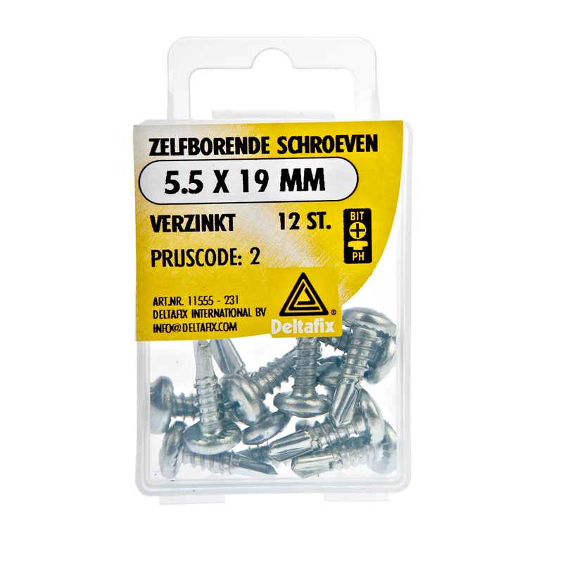 Deltafix zelfborende schroef philips cilinderkop 5,5x19mm 12st