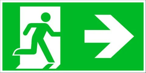 Pickup pictogram vluchtweg rechtsaf 300x150mm