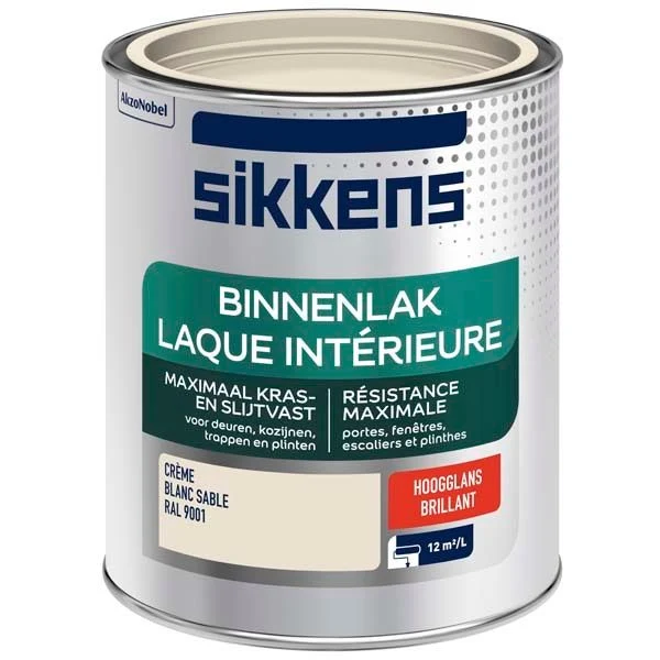 Sikkens Binnenlak hoogglans RAL9001 750ml