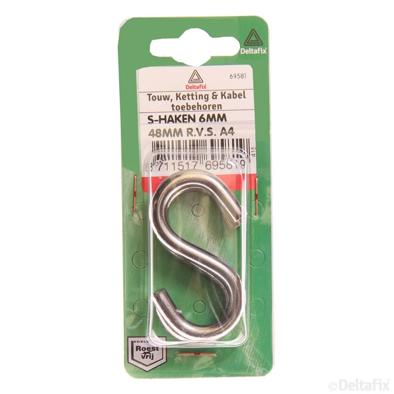 Deltafix S-haak RVS 6x48mm 2st