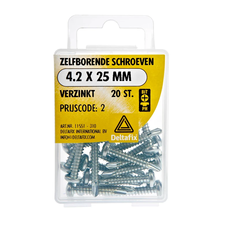 Deltafix zelfborende schroef philips cilinderkop 4,2x25mm 20st
