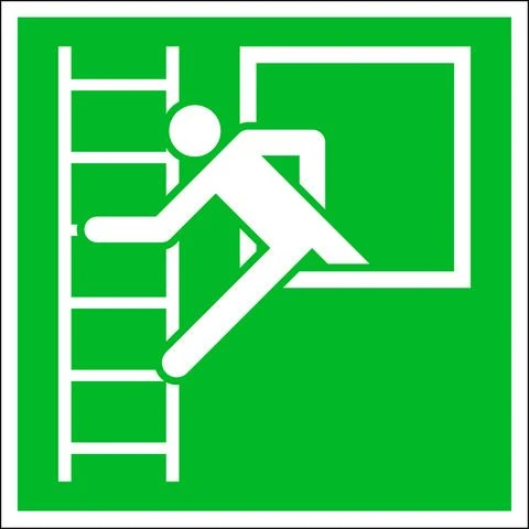 Pickup pictogram vluchtweg met noodladder 150x150mm