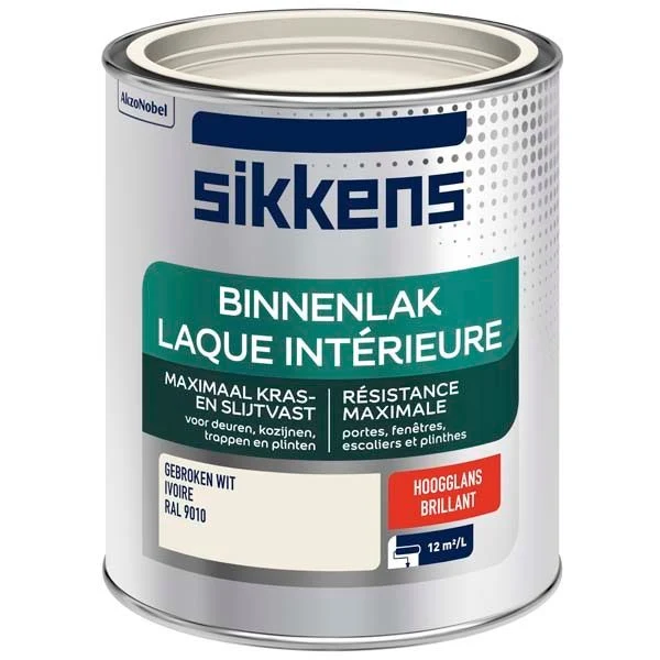 Sikkens Binnenlak hoogglans RAL9010 750ml