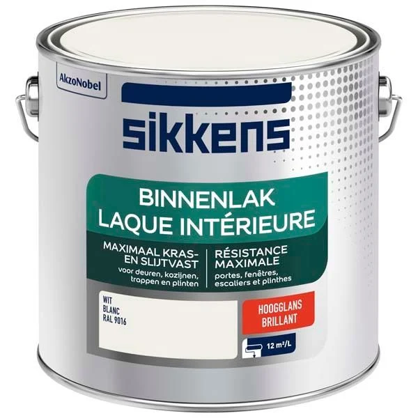 Sikkens Binnenlak hoogglans RAL9016 2,5L