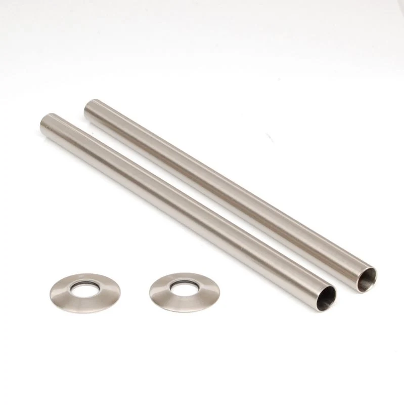 Radiator Pipe Cover Kit 300mm - Satin Brushed Nickel
