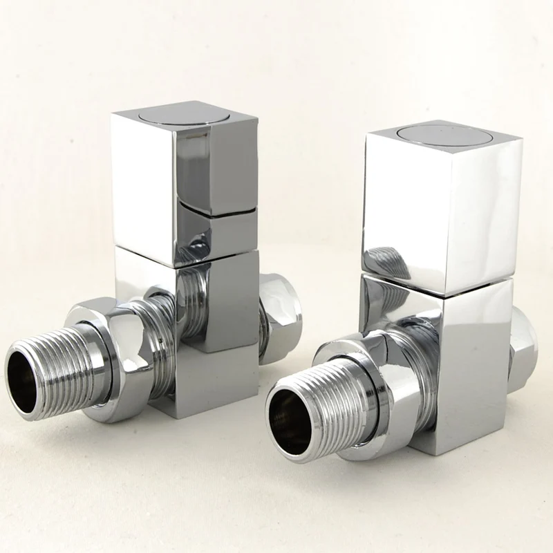 Dice Square Manual Radiator Valve Straight - Chrome