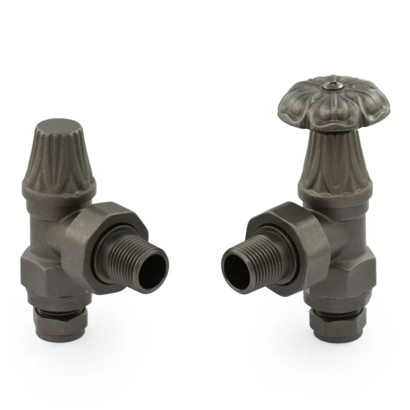 Abbey Manual Radiator Valve Angled - Pewter