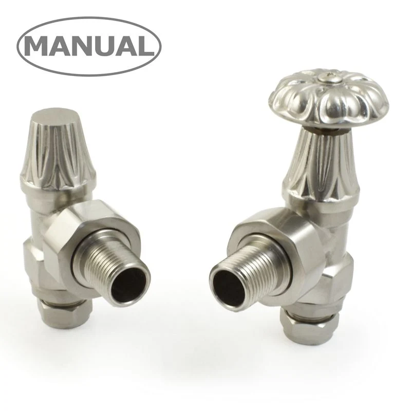 Abbey Manual Radiator Valve Angled - Satin Nickel