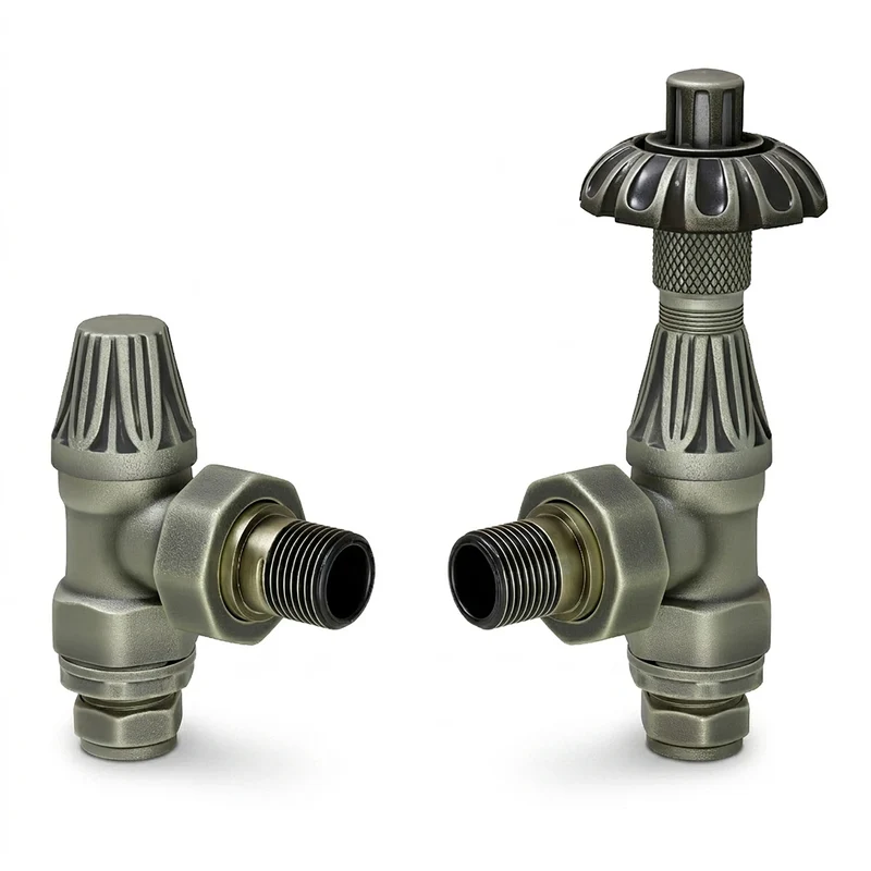 Abbey Thermostatic Radiator Valve Angled - Old English Brass