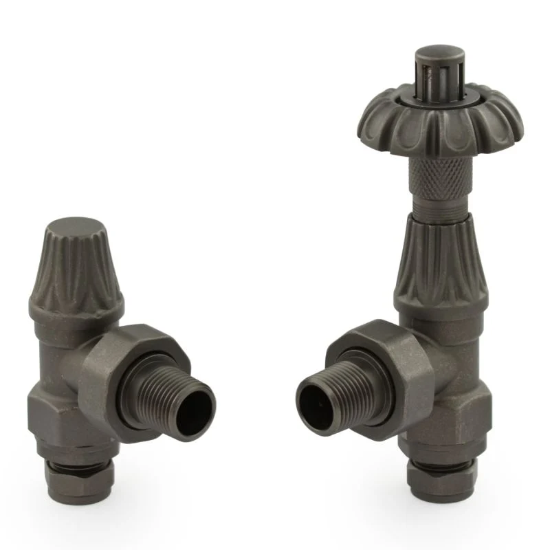 Abbey Thermostatic Radiator Valve Angled - Pewter