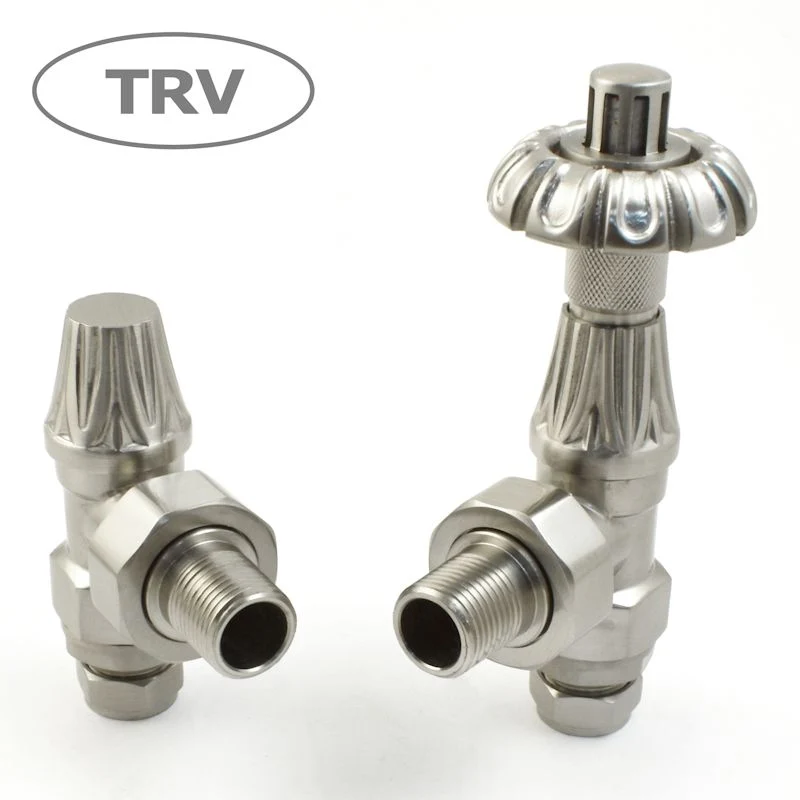 Abbey Thermostatic Radiator Valve Angled - Satin Nickel