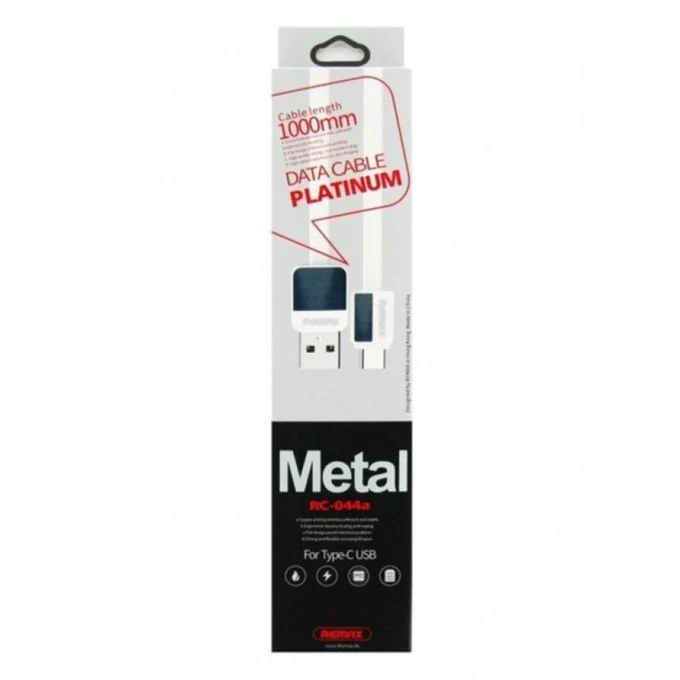 USB-C Kabel Flat Flexibel - 1 meter - Wit Remax RC-044a Platinum