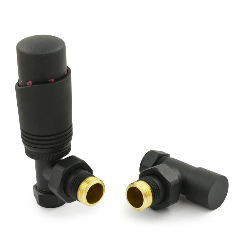 Classic Thermostatic Radiator Valve - Angled - Textured Black