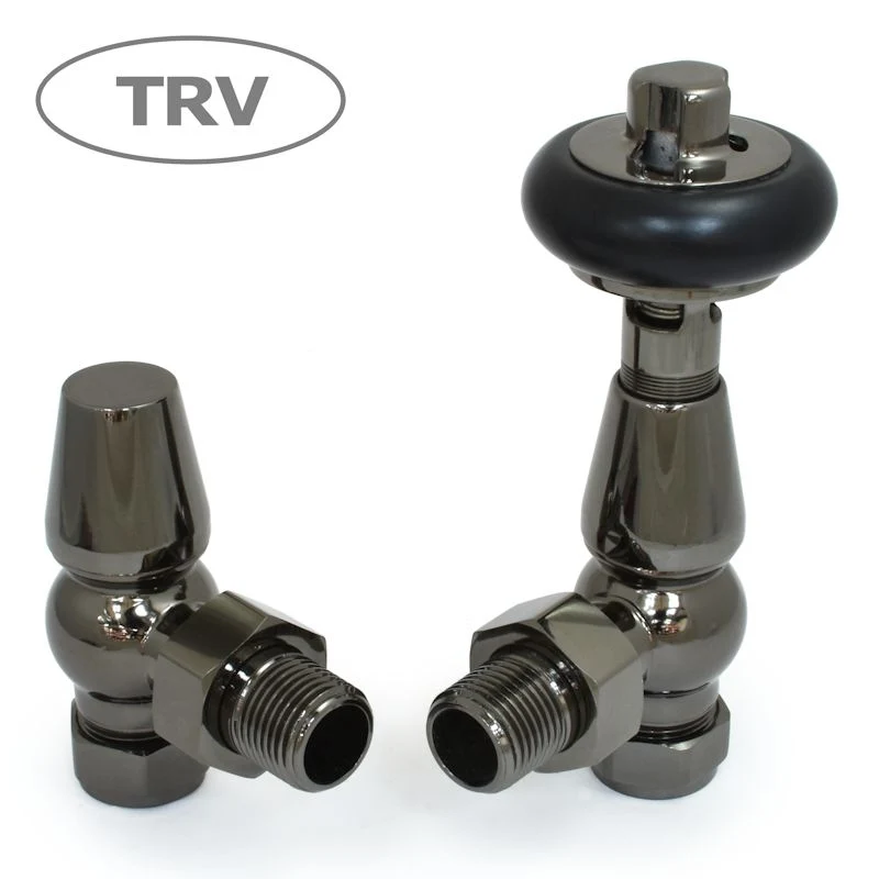 Oakfield Traditional Thermostatic Radiator Valve Angled - Black Nickel
