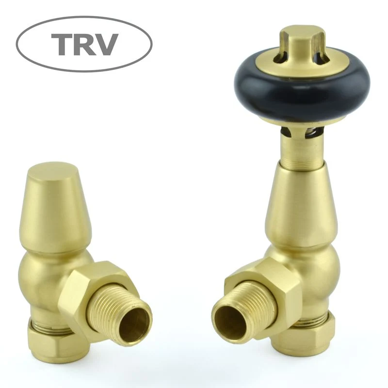 Oakfield Traditional Thermostatic Radiator Valve Angled - Brushed Brass