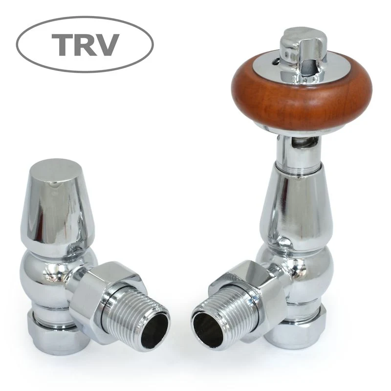 Oakfield Traditional Thermostatic Radiator Valve Angled - Chrome