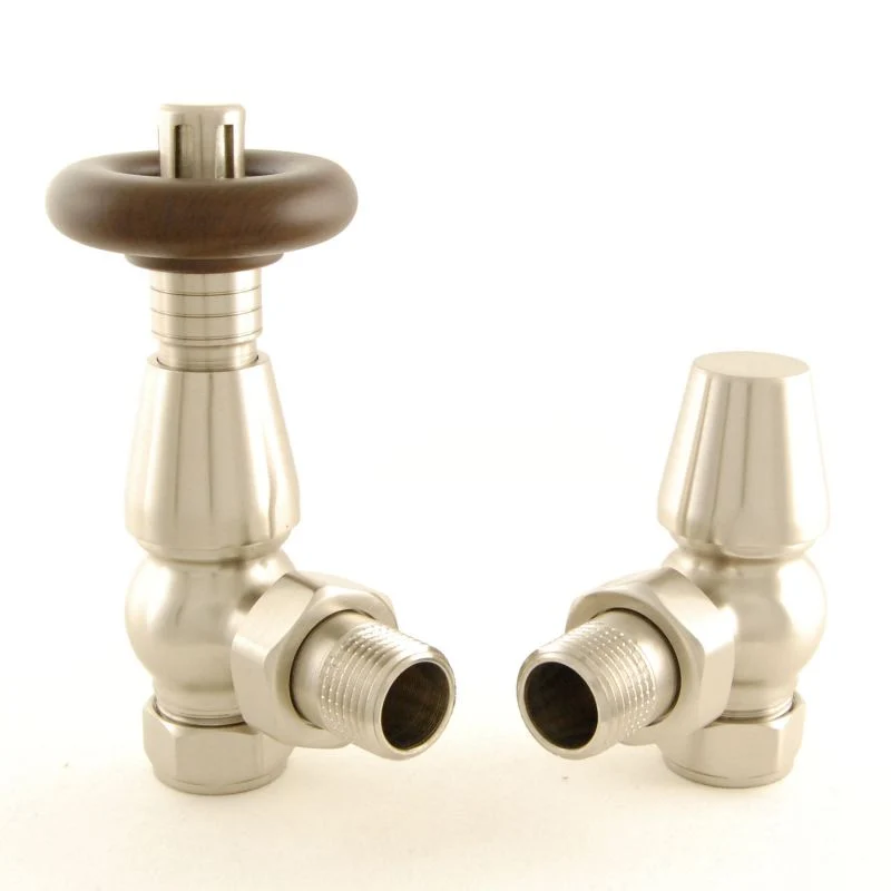 Harvard Thermostatic Radiator Valve Angled - Satin Brushed Nickel