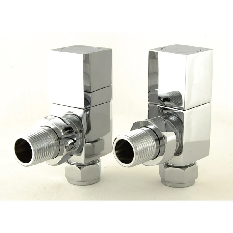 Dice Square Manual Radiator Valve Angled - Chrome