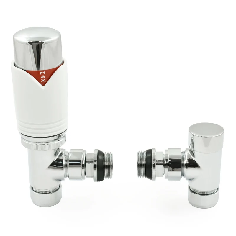 Realm Thermostatic Radiator Valve Angled - White/Chrome